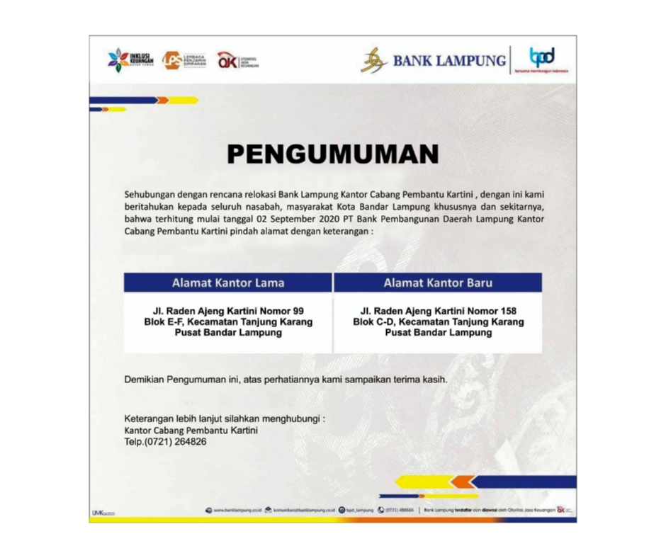 Pengumuman Bank Lampung