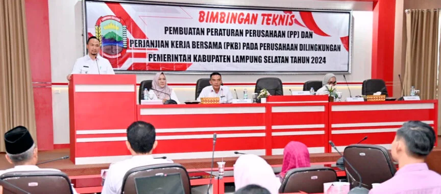 PLT BUPATI LAMPUNG SELATAN BUKA BIMTEK PEMBUATAN PP DAN PKB PERUSAHAAN