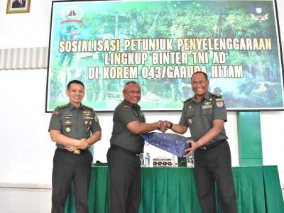 Korem 043/Gatam Gelar Sosialisasi Petunjuk Penyelenggaraan Lingkup Binter TNI AD